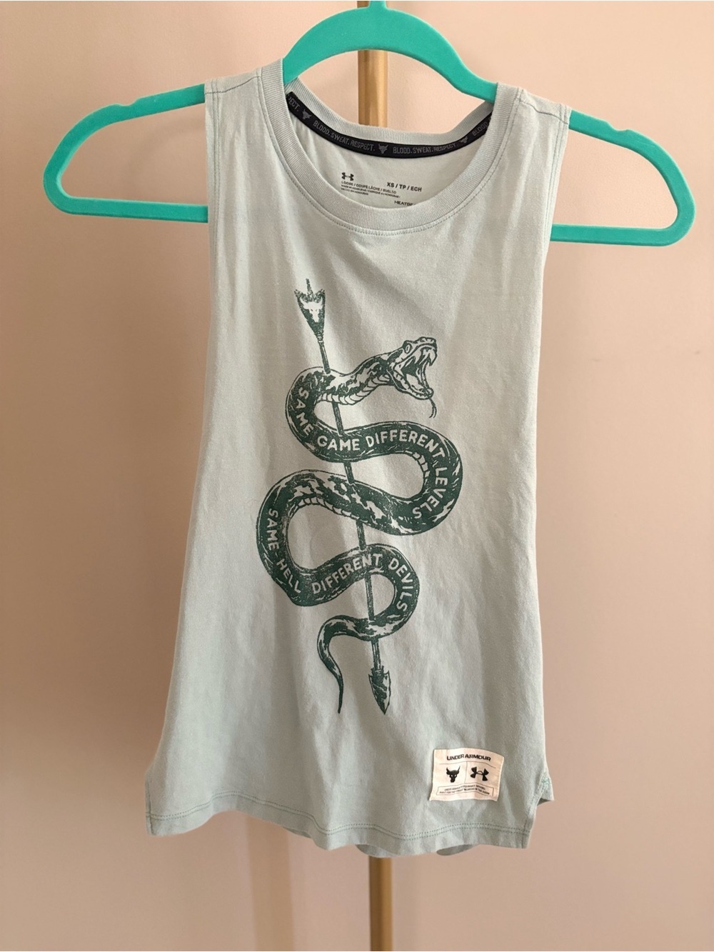 Under Armour x Project Rock Pale Tank Top with Dark Green Snake Graphic